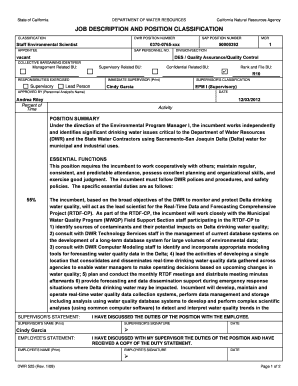 California Job Description Form