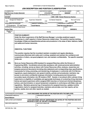California Job Description Form