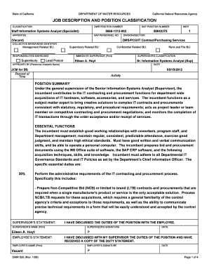 California Job Description and Position Classification