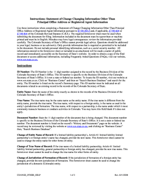 Colorado Statement of Change