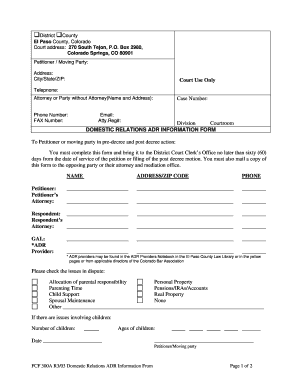 Domestic Relations ADR Information Form