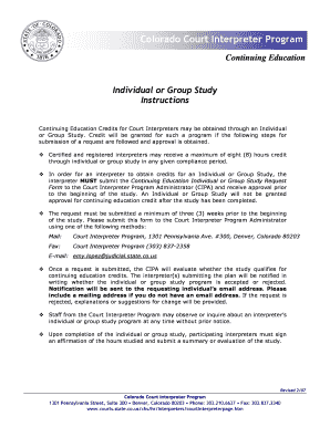 Training agenda format - colorado interpreter continuing education individual or group study requirements form