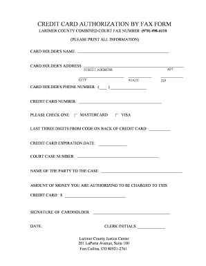 Credit Card Authorization Form