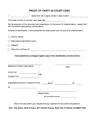 Proof of Party in Court Case