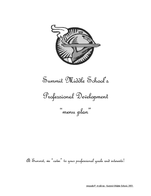 Summit Middle School 's Professional Development "Menu Plan ". Professional Development Plan - cde state co