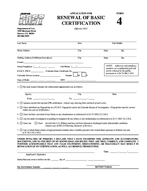 Colorado Basic Certification Renewal Application