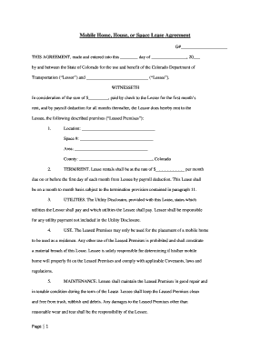 Colorado Mobile Home Space Lease Agreement