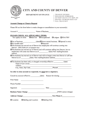 Denver Account Change or Closure Request