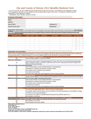 City and County of Denver 2012 Benefits Elections Form