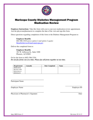 Maricopa County Diabetes Medication Review Form