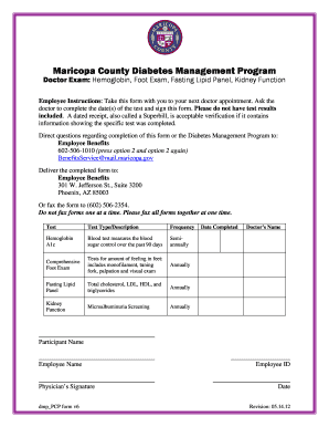 Maricopa County Diabetes Management Program Form