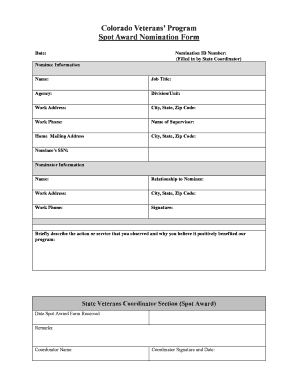 spot award nomination sample