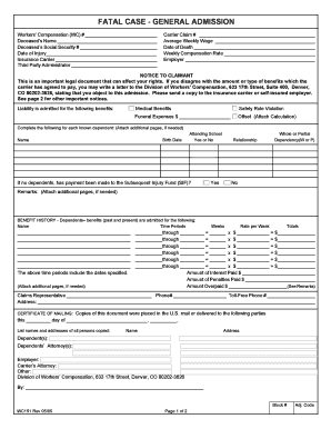 Fatal Case General Admission Form