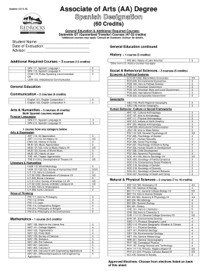 Associate of Arts Spanish Degree Requirements