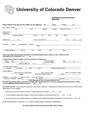 University Concurrent Enrollment Application