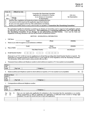 Connecticut Bar Exam Application