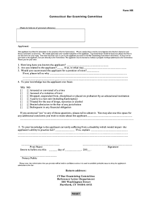 Form 10S - Connecticut Bar Reference