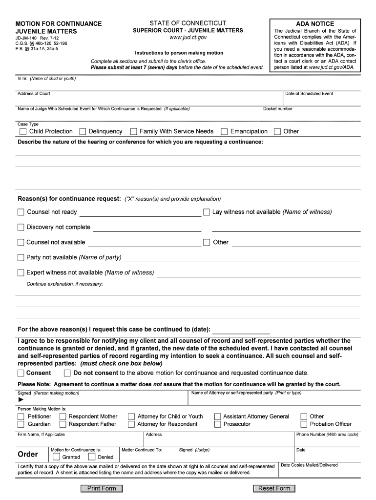 continuance connecticut jud online Preview on Page 1