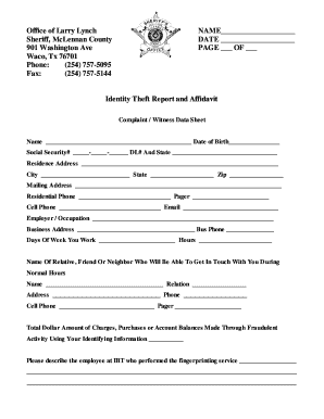 Identity Theft Report and Affidavit