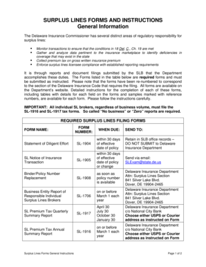 SURPLUS LINES FORMS AND INSTRUCTIONS General Information - delawareinsurance