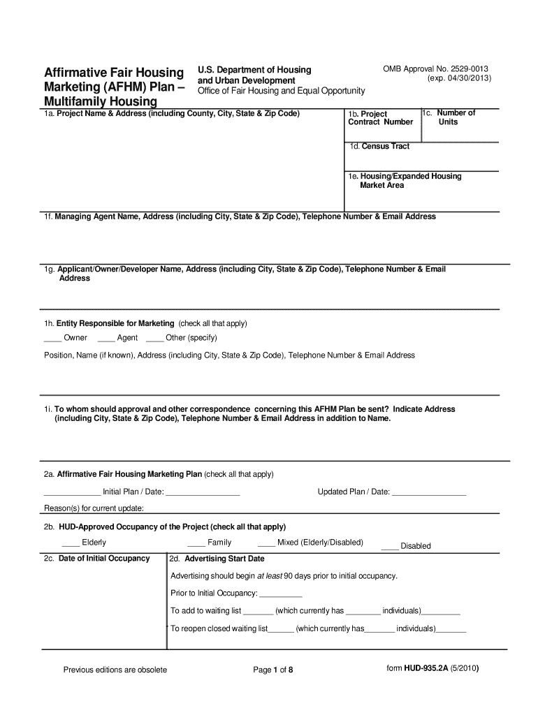 omb approval no 2529 0013 exp august 31 2010 form Preview on Page 1.