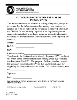 Delaware Authorization for Release of Information