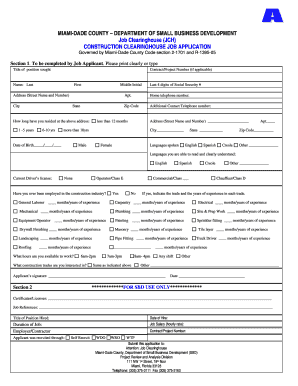 Construction Clearinghouse Job Application