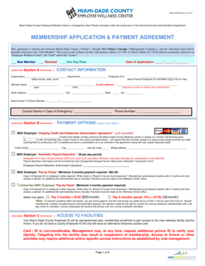 Miami-Dade County Employee Wellness Center Membership Application