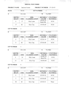 SHOVEL TEST FORM PROJECT NAME PROJECT NUMBER 27 ... - deldot