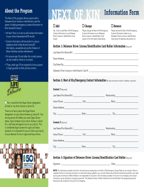 Delaware Next of Kin Form