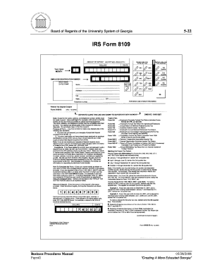 IRS Form 8109 - University System of Georgia - usg