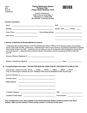Florida Retirement System Rollover Form