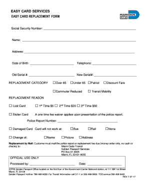 Easy Card Replacement Form