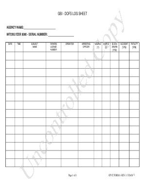 Printable log sheet template - gbi dofs