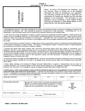 georgia form d2 affidavit for professional medical board license