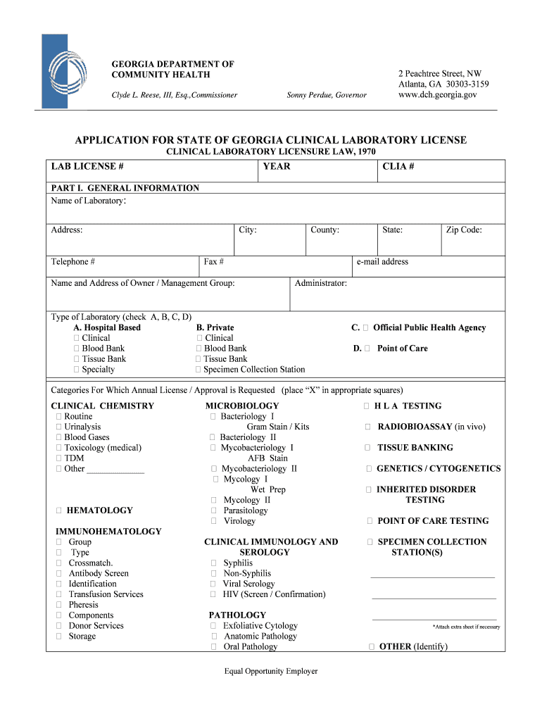 Application for state of georgia clinical - Georgia Department of - dch georgia Preview on Page 1