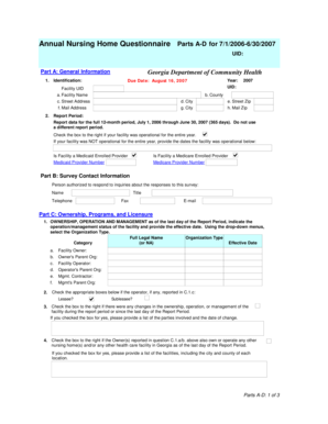 Annual Nursing Home Questionnaire