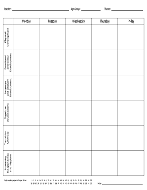 Fitness program template - lesson plan blanks form