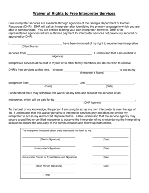 Waiver of Rights to Free Interpreter Services
