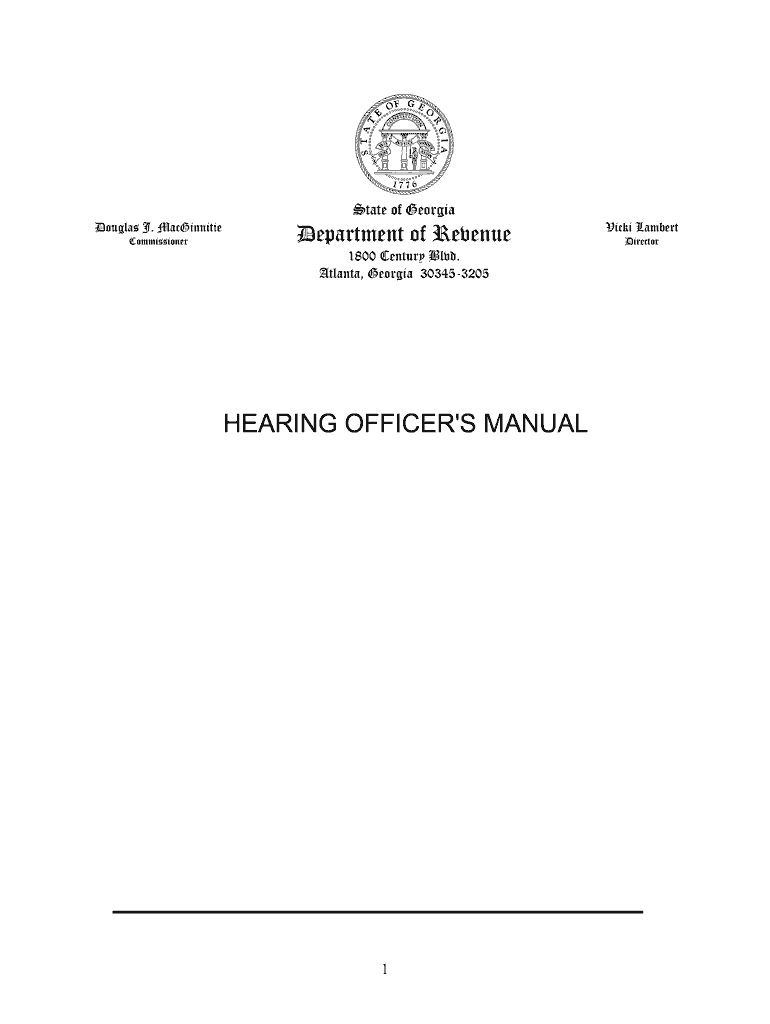 HEARING OFFICER'S MANUAL - Georgia Department of Revenue - etax dor ga Preview on Page 1