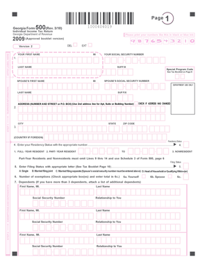Georgia Form 500 Individual Income Tax Return