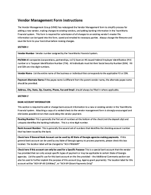 Vendor Management Form