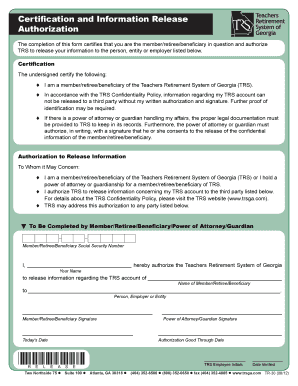 Georgia TRS Information Release Authorization