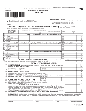 Hawaii Transient Accommodations Tax Return Form TA-1