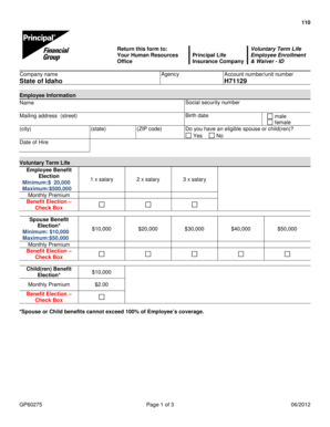 Voluntary Term Life Insurance Enrollment and Waiver