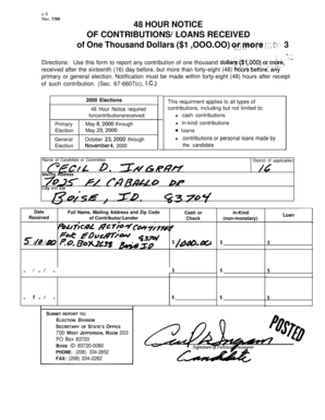 48 Hour Notice of Contributions/Loans Received