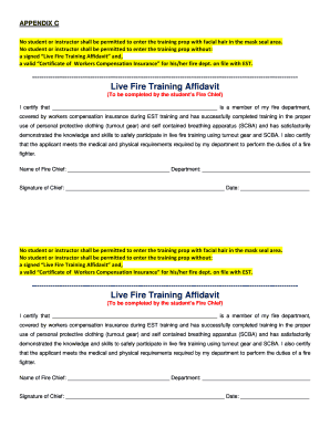 Live Fire Training Affidavit