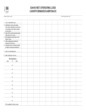 Idaho Net Operating Loss Form