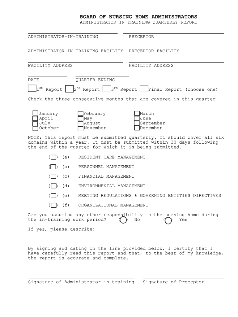 Board of nursing home administrators administrator-in-training Preview on Page 1
