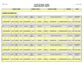 Tsc example of a filled gp69 form - CASH RECEIPT INPUT. APPENDIX B - FORMS - sco idaho